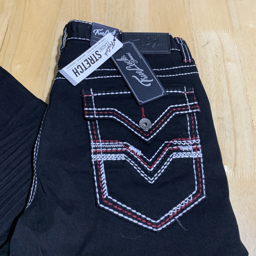 True Luck Classic Stretch Jeans Men`s Size 34x30 Black Medium‎ Wash